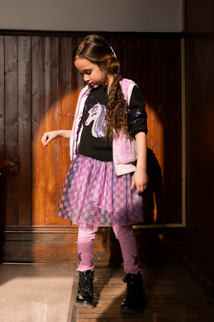 Faux Fur Sleeveless Vest Violet-1