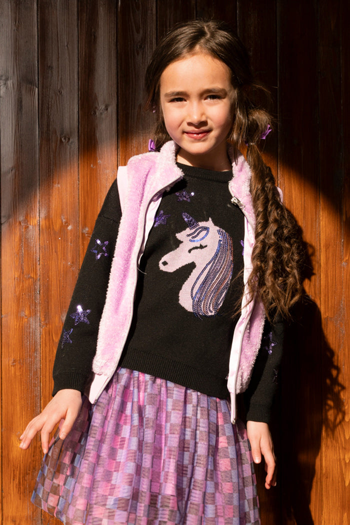 Faux Fur Sleeveless Vest Violet-2