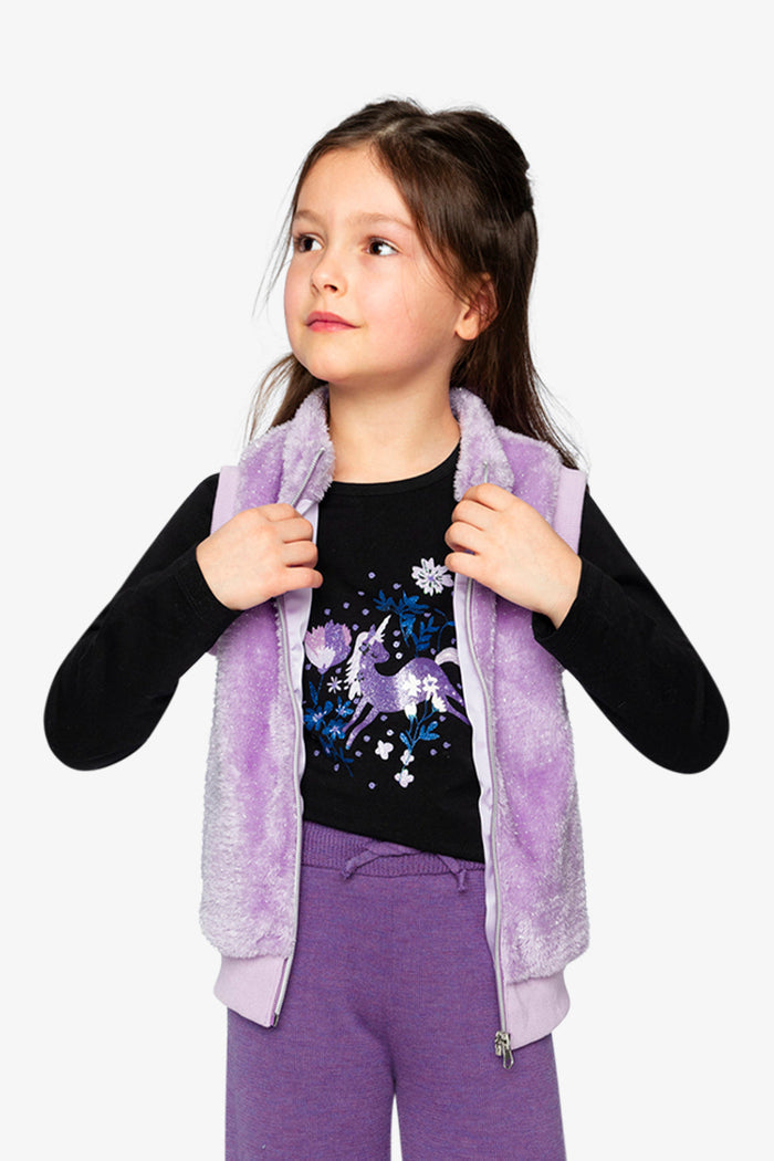 Faux Fur Sleeveless Vest Violet-3