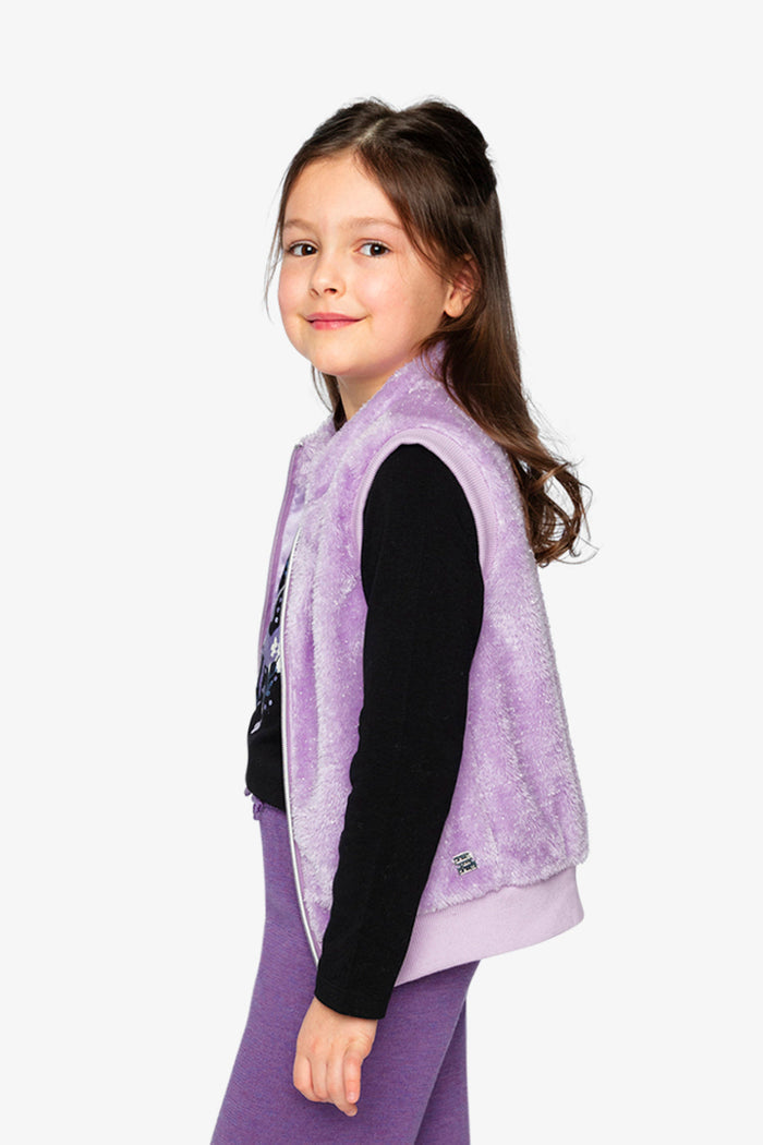 Faux Fur Sleeveless Vest Violet-4