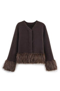 Faux Fur Trim Knit Cardigan
