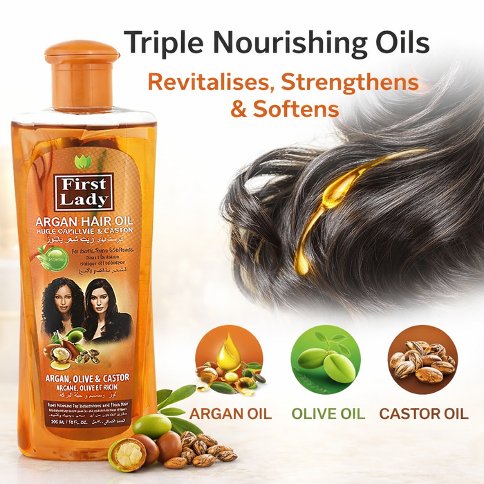 First Lady Argan Hair Oil – Hair Growth, Shine & Split End Repair Oil (300ml)
