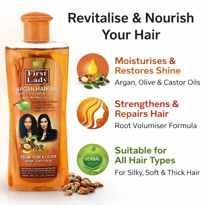 First Lady Argan Hair Oil – Hair Growth, Shine & Split End Repair Oil (300ml)