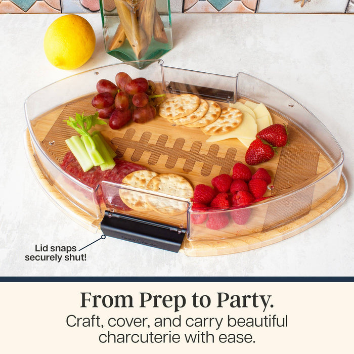Flip, Serve & Store® Football Charcuterie Board with Lid - Olita Gifts & Goods