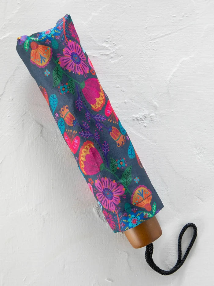 Fold Up Umbrella - Navy Flower-view 2
