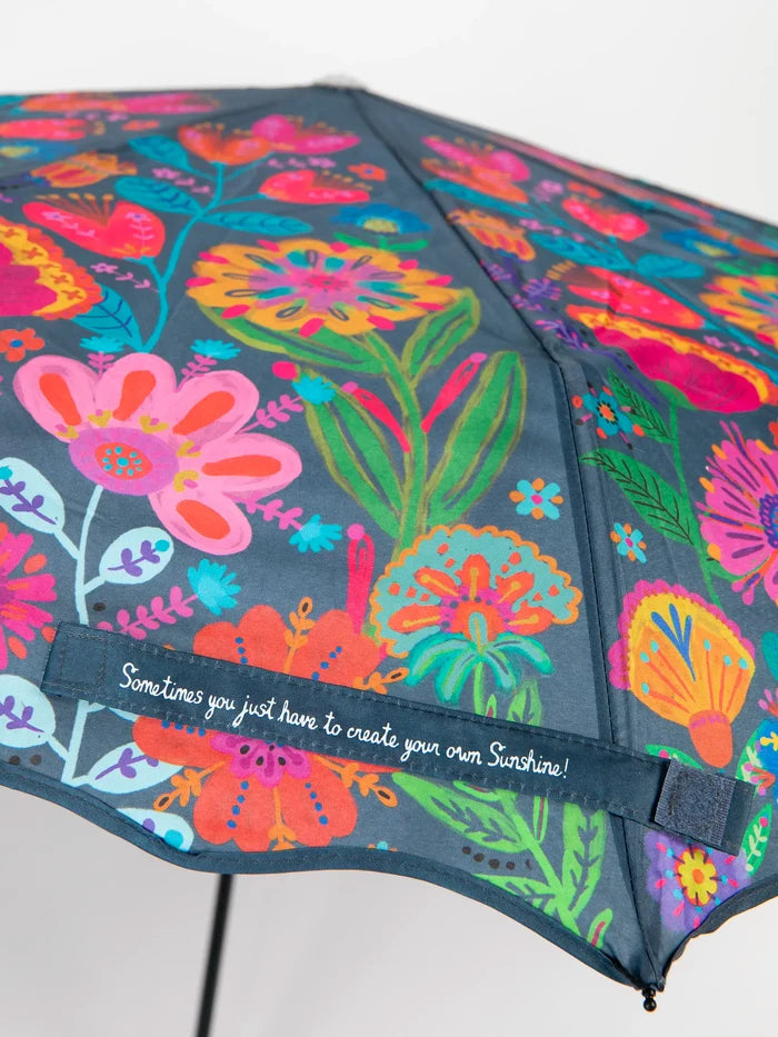 Fold Up Umbrella - Navy Flower-view 3