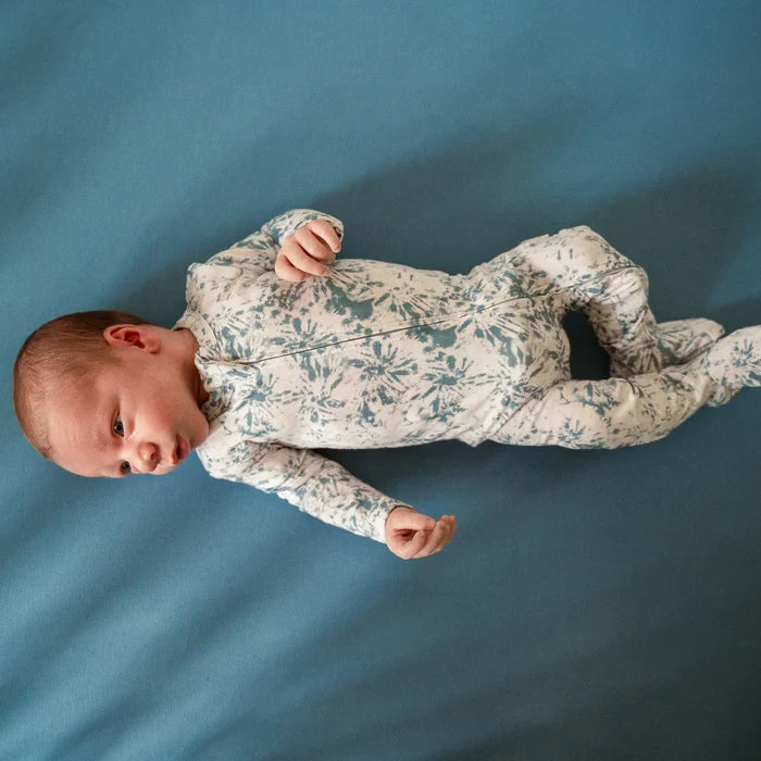 Footed Bamboo Sleeper- Denim Tie Dye