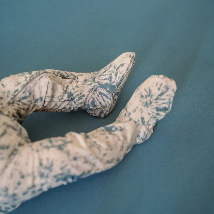 Footed Bamboo Sleeper- Denim Tie Dye