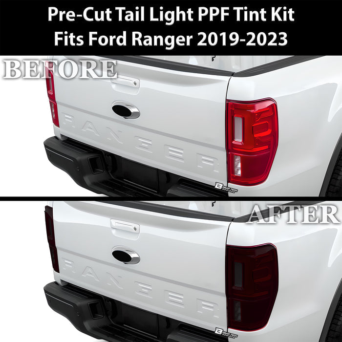 Full Headlight Taillight Precut Smoked PPF Tint Kit Film Overlay Fits Ford Ranger 2019 - 2023 - Bogar Tech Designs