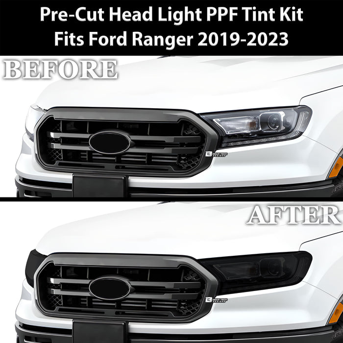 Full Headlight Taillight Precut Smoked PPF Tint Kit Film Overlay Fits Ford Ranger 2019 - 2023 - Bogar Tech Designs