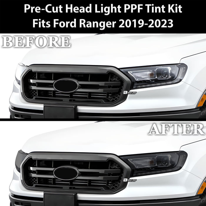 Full Headlight Taillight Precut Smoked PPF Tint Kit Film Overlay Fits Ford Ranger 2019 - 2023 - Bogar Tech Designs