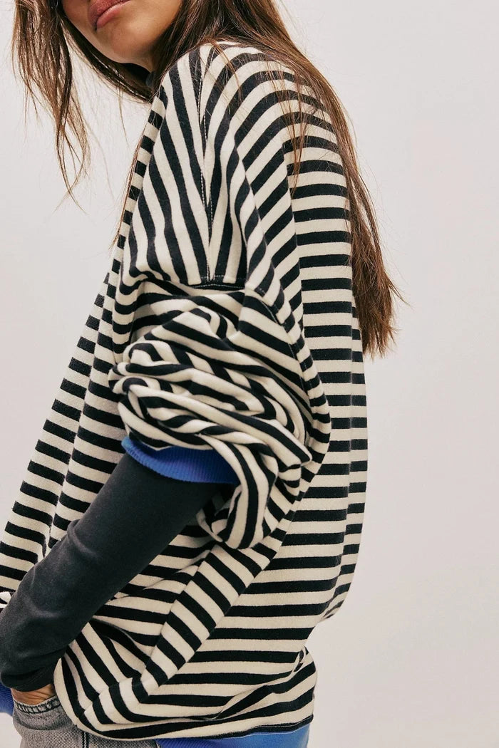 classic striped oversized crewneck