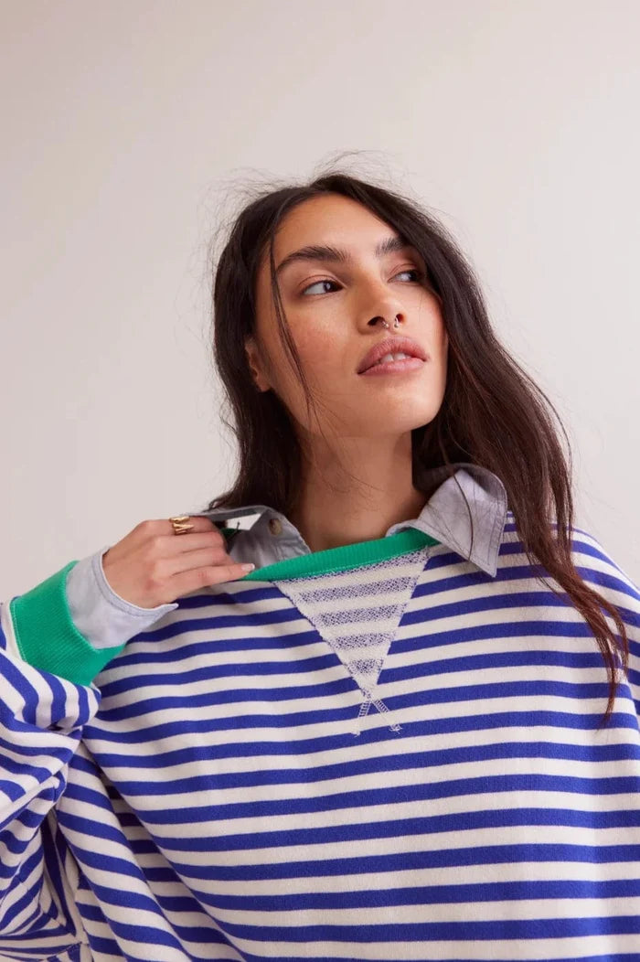 Free People - We The Free Classic Striped Oversized Crewneck