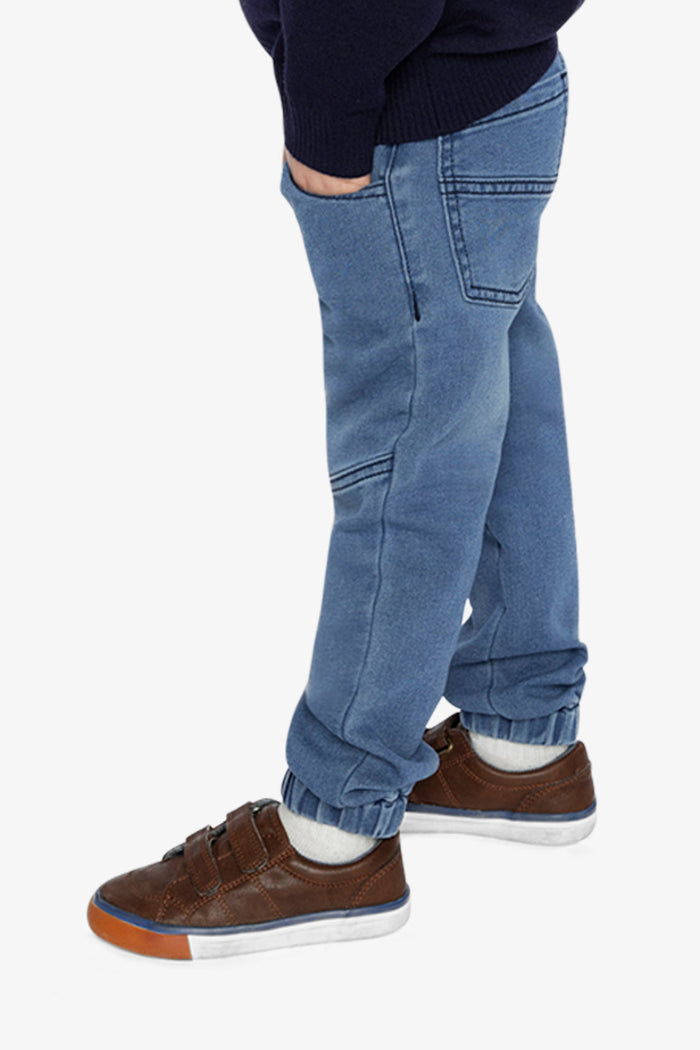 French Terry Denim Jogger Pants Light Blue-2