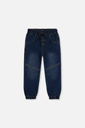 French Terry Denim Jogger Pants Navy Blue-0