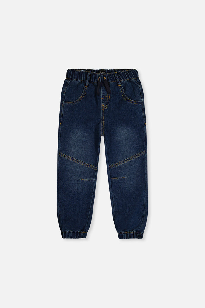 French Terry Denim Jogger Pants Navy Blue-0