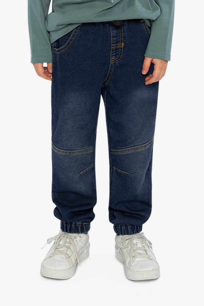 French Terry Denim Jogger Pants Navy Blue-1