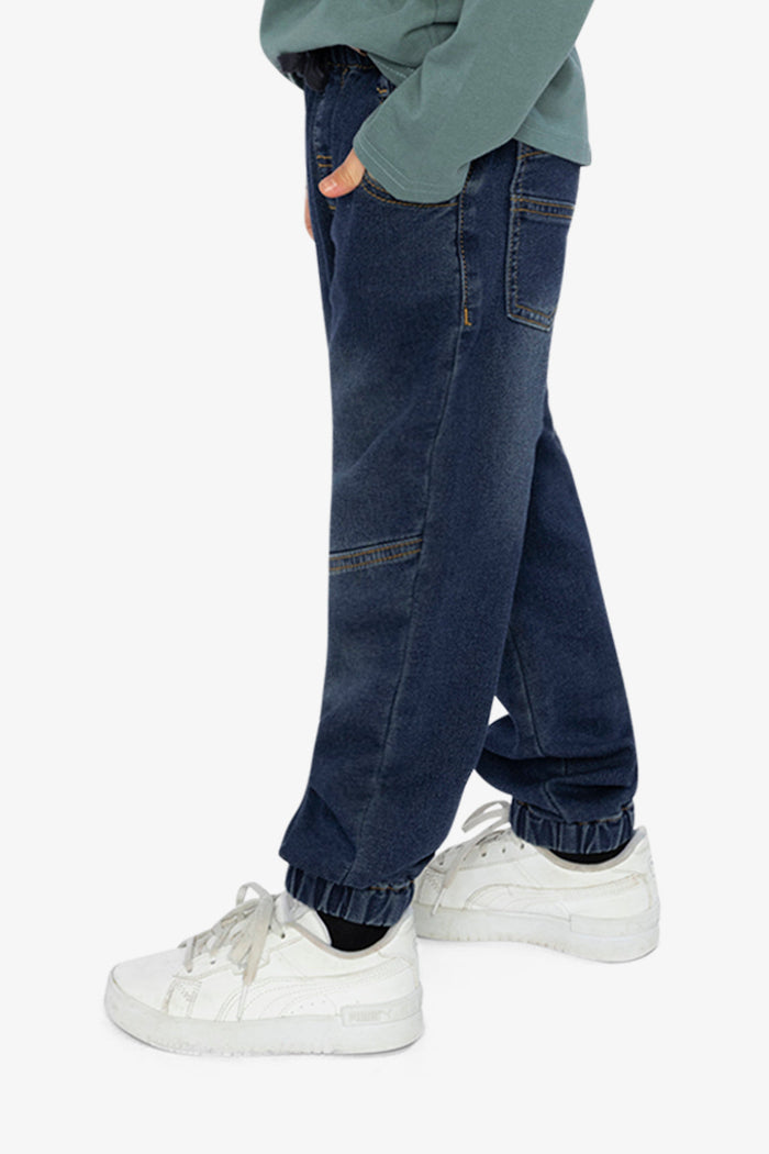 French Terry Denim Jogger Pants Navy Blue-2