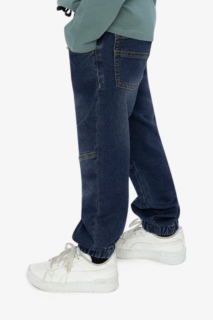 French Terry Denim Jogger Pants Navy Blue-3