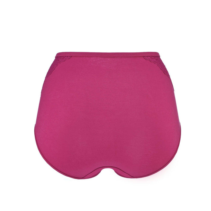 Fuchsia High Waisted Silk and Organic Cotton Full Brief, view 2 – Juliemay Lingerie