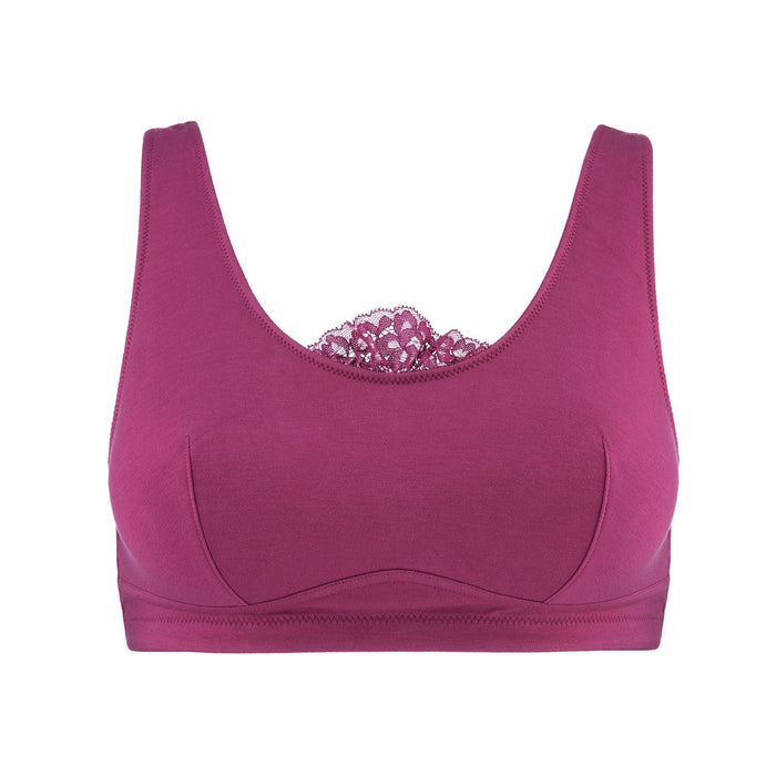 Fuchsia Silk Back Support Full Coverage Wireless Organic Cotton Bra – Juliemay Lingerie