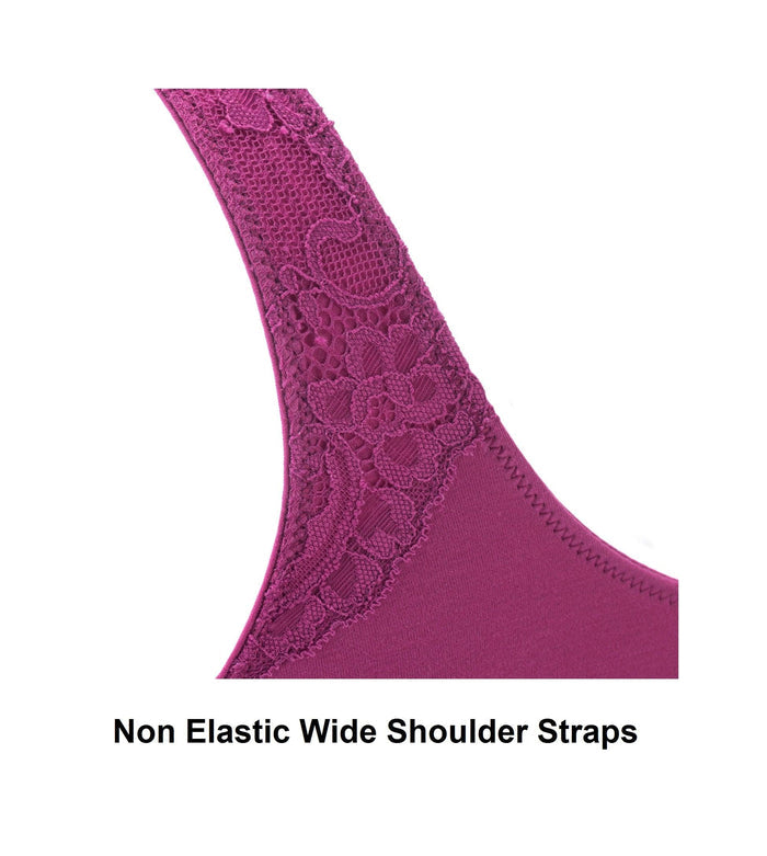 Fuchsia Silk Back Support Full Coverage Wireless Organic Cotton Bra, view 6 – Juliemay Lingerie