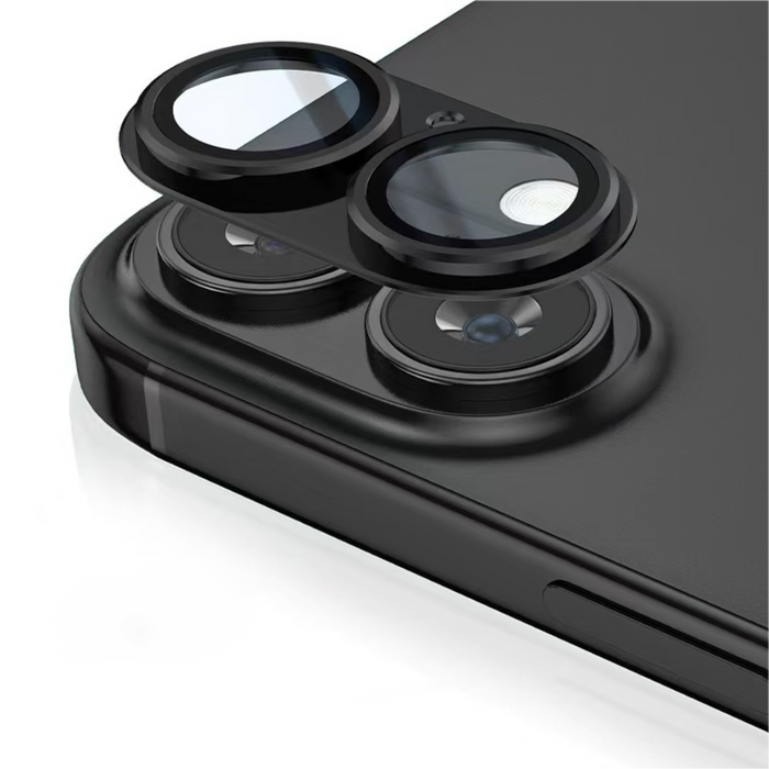 Black Coconut Lane camera lens cover being lifted, showing full coverage design for camera protection.