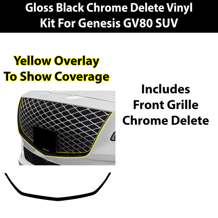 Genesis GV80 SUV Blackout Chrome Delete Kit – Precut Gloss Black Vinyl Overlays Film