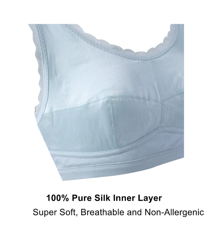 Georgia Silk Back Support Full Coverage Wireless Organic Cotton Bra, view 3 – Juliemay Lingerie