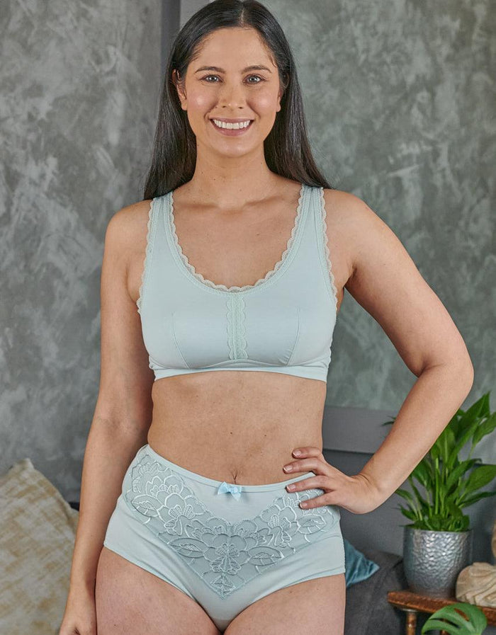 Georgia Silk Back Support Full Coverage Wireless Organic Cotton Bra, view 4 – Juliemay Lingerie