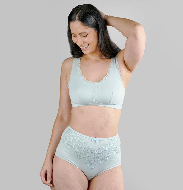 Georgia Silk Back Support Full Coverage Wireless Organic Cotton Bra, view 6 – Juliemay Lingerie