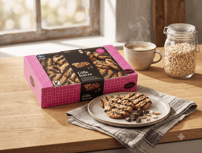 Gille Havre 600g (21.16 oz) – Authentic Swedish Oat Cookies with Cocoa Glaze – Vegan
