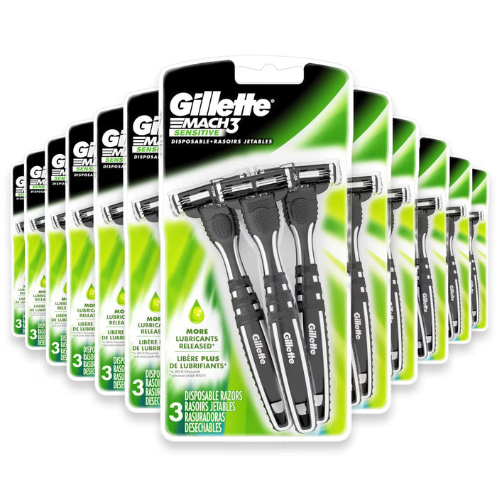 Gillette Mach3 Sensitive Disposable Razors - 3 Ct - 12 Pack