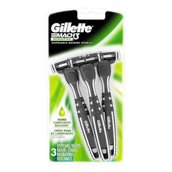 Gillette Mach3 Sensitive Disposable Razors - 3 Ct - 12 Pack