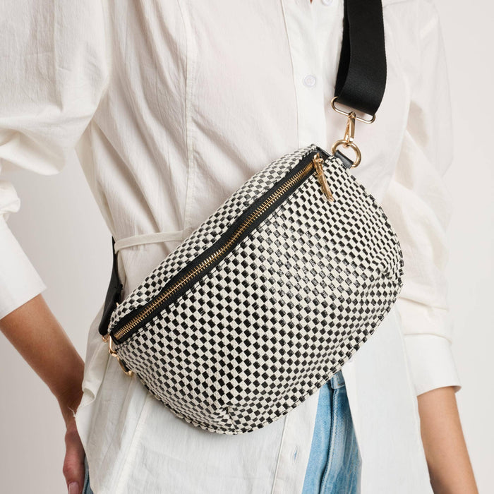 Gizelle - Small Checker Belt Bag: Black White - Olita Gifts & Goods