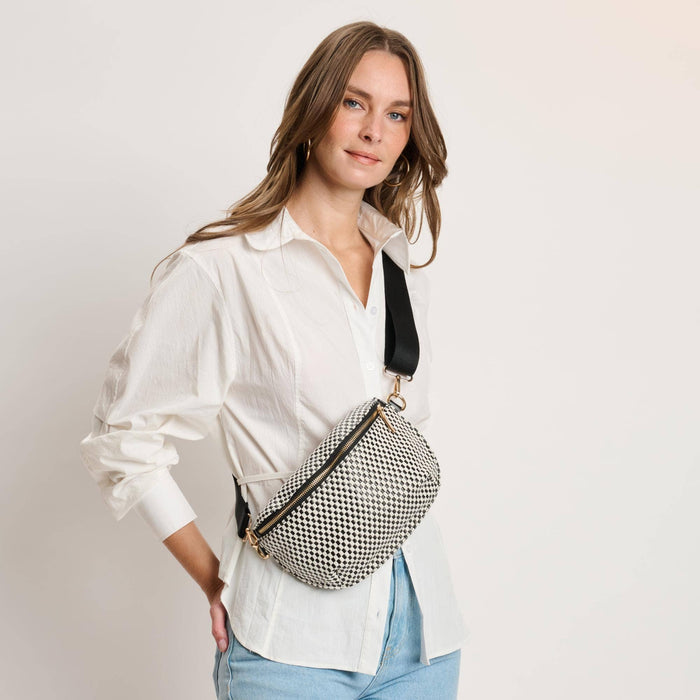 Gizelle - Small Checker Belt Bag: Black White - Olita Gifts & Goods
