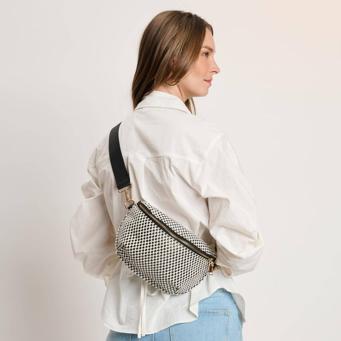 Gizelle - Small Checker Belt Bag: Black White - Olita Gifts & Goods