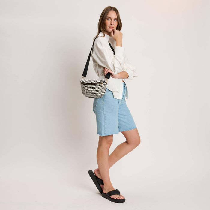 Gizelle - Small Checker Belt Bag: Black White - Olita Gifts & Goods
