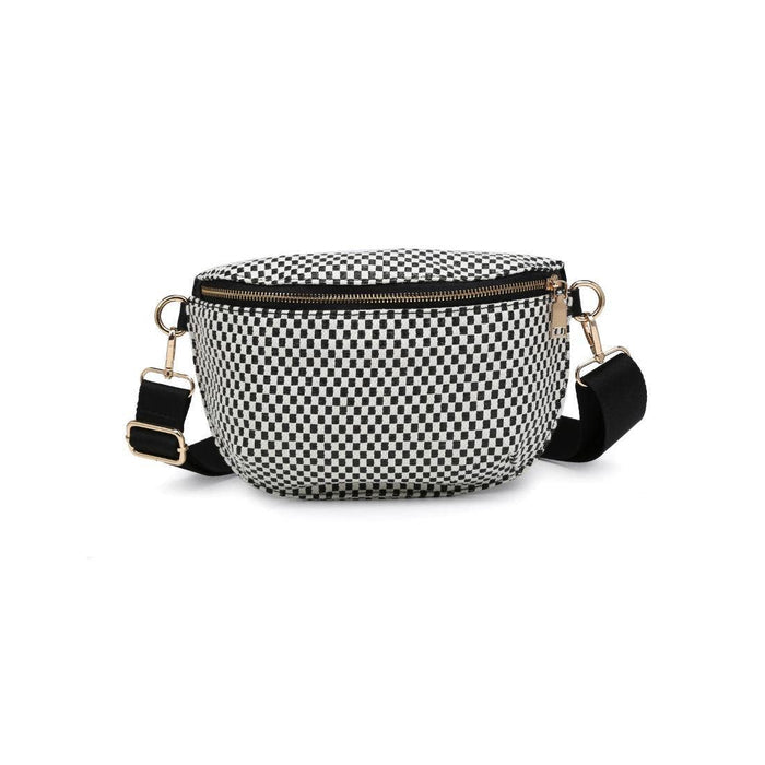 Gizelle - Small Checker Belt Bag: Black White - Olita Gifts & Goods