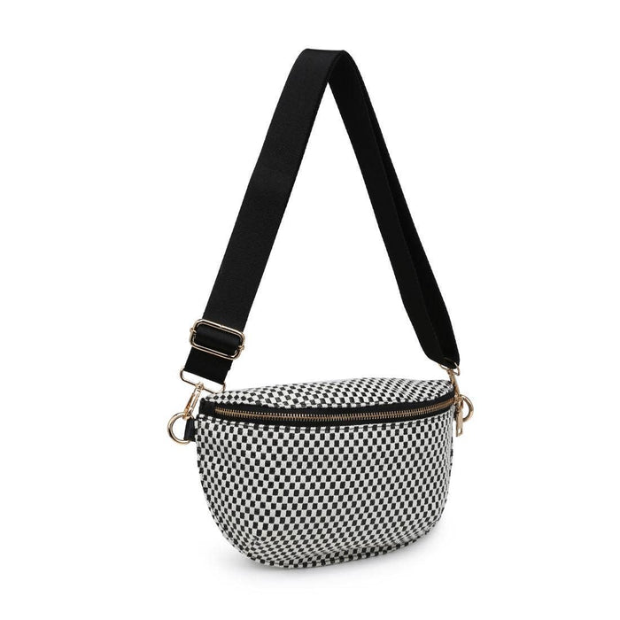 Gizelle - Small Checker Belt Bag: Black White - Olita Gifts & Goods