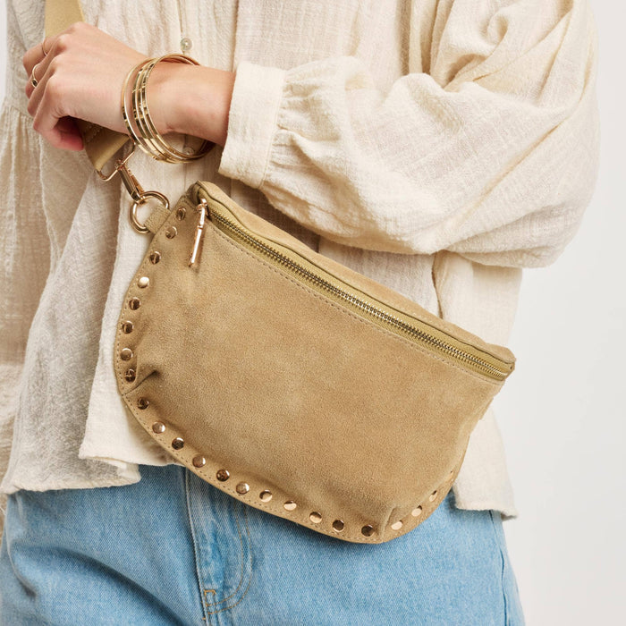 Gizelle-Suede Belt Bag: Custard - Olita Gifts & Goods