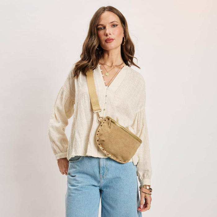 Gizelle-Suede Belt Bag: Custard - Olita Gifts & Goods
