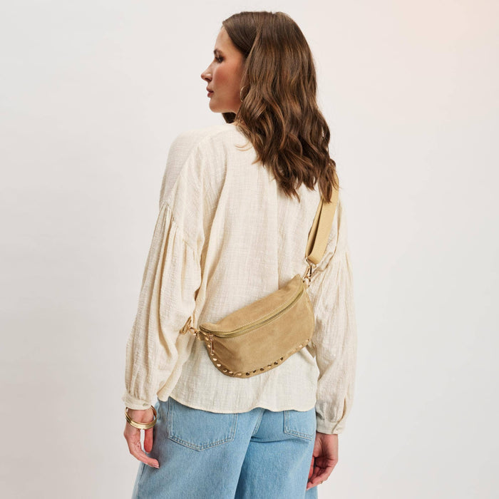 Gizelle-Suede Belt Bag: Custard - Olita Gifts & Goods