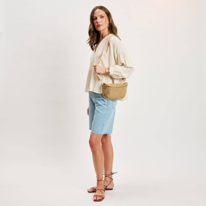 Gizelle-Suede Belt Bag: Custard - Olita Gifts & Goods