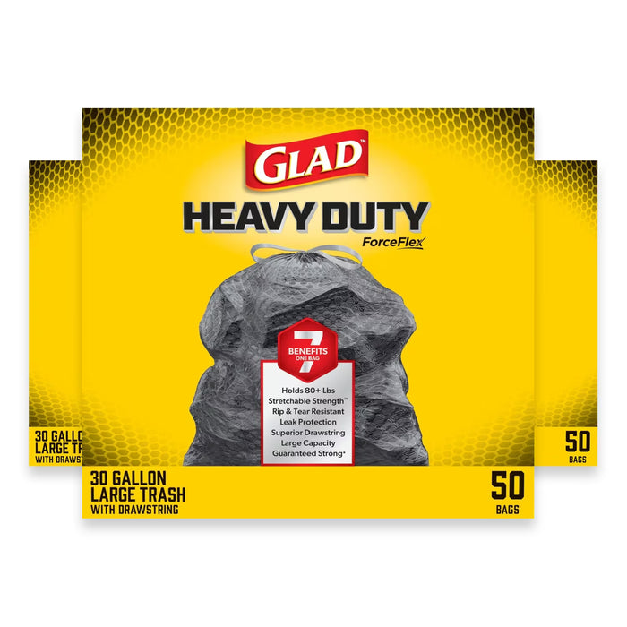 Glad ForceFlex Heavy Duty Large Trash Bags 30 Gallon - 50 Ct - 3 Pack
