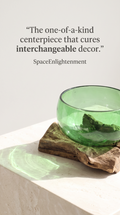 Green Glass Ornamental Bowl Handcrafted from Recycled Glass and Gamal Wood