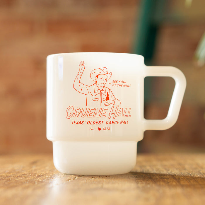 Gruene Hall Milk Glass Mug 8oz.