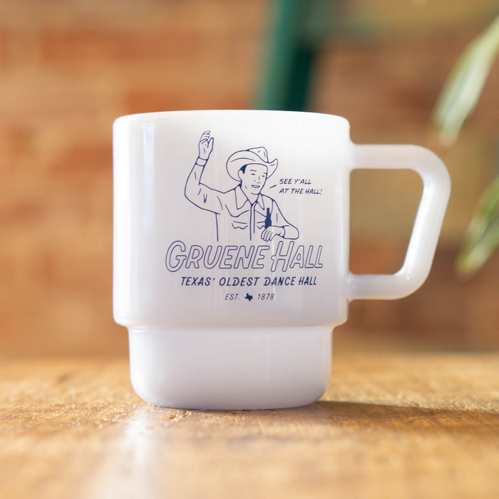 Gruene Hall Milk Glass Mug 8oz.
