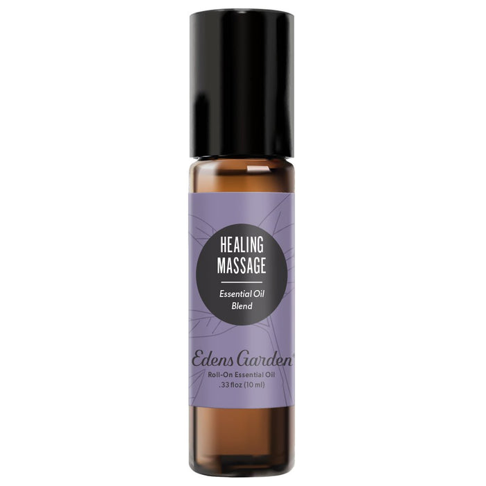 A roll-on bottle of Edens Garden Healing Massage Essential Oil Blend.