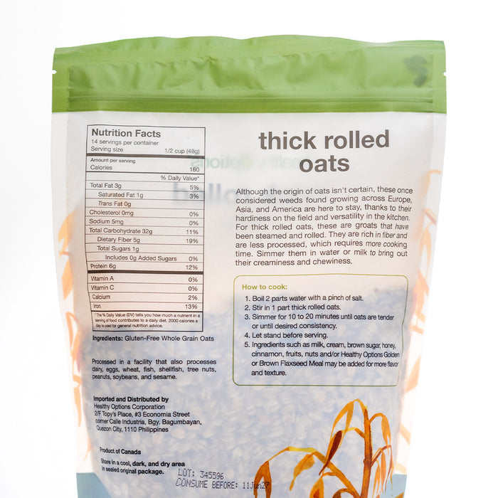 Healthy Options Gluten-Free Thick Rolled Oats 652g